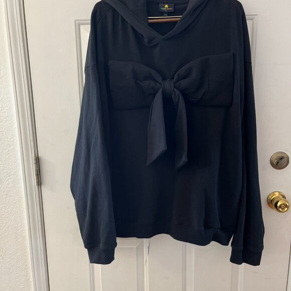 Teddy Fresh Woman's Plus-Size Black Bow Front Heavy Hoodie Sz 3XL - Picture 3 of 9